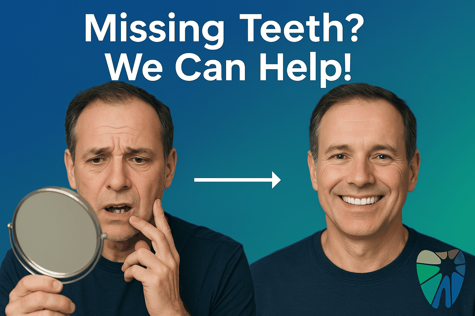 Mini dental implants Anaheim - Before and after tooth replacement process at Selman Family Dentistry